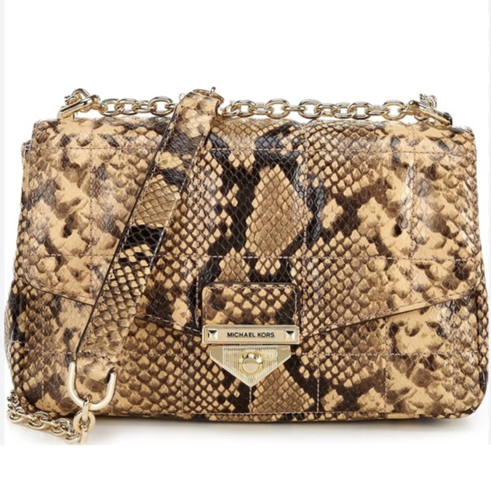 Michael Kors Women's Soho 2 Way Snake Skin Chain Shoulder Bag